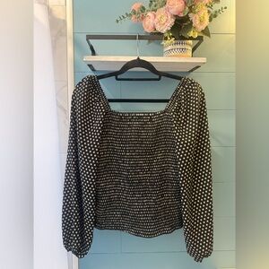 Truth by Republic Smocked Daisy Blouse – Black with Micro Daisies - Size Medium